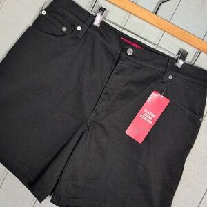 VTG Levis Classic Jean Shorts Womens Size 16 Mis‎ Stretch Black Denim 90s Y2K